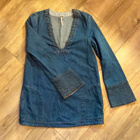 Free People Tops - Free People Denim Tunic w Flare Sleeves